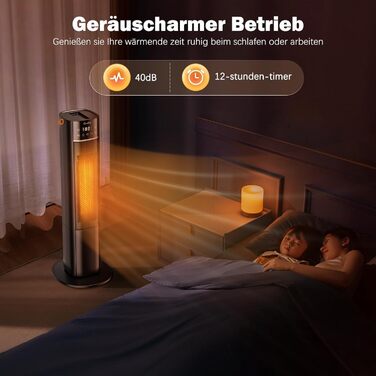 Тепловентилятор Grelife, безшумний енергозберігаючий електричний обігрівач потужністю 2000 Вт з терморегулятором, функція коливанн