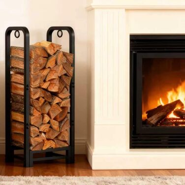 Дров&39яна полиця Amagabeli XXL, сталева дров&39яна полиця 122 см, міцна та стабільна, полиця для зовнішнього використання в саду та на терасі, чорна, регульована довжина 1,2 м