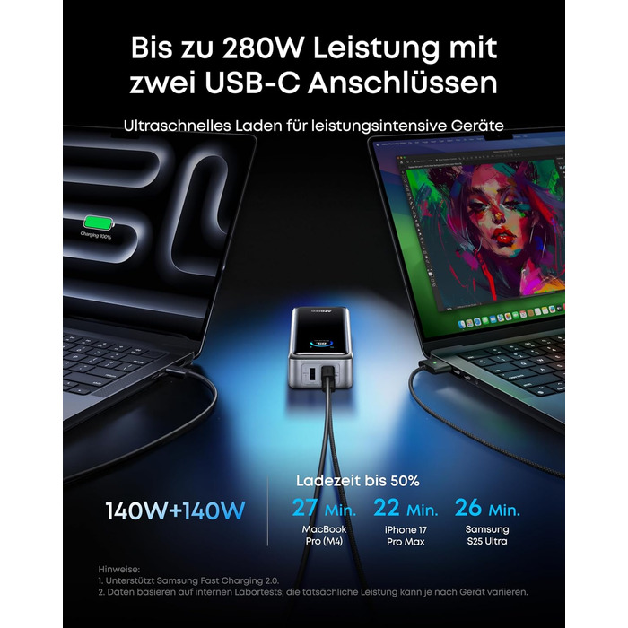 Портативний зарядний пристрій Anker Prime Power Bank, 26250 мАг, з 3 портами та вихідною потужністю 300 Вт, двонаправлена зарядка, схвалено TSA, керування за допомогою застосунку, для MacBook, iPhone серії 17/16 та інших (без зарядної бази) 26250 мАг 300 