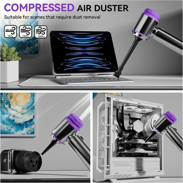 Ручний пилосос Tidy Cats, акумуляторний акумуляторний ручний пилосос на 18000 Па, 3-швидкісний автомобільний пилосос з миючим філь