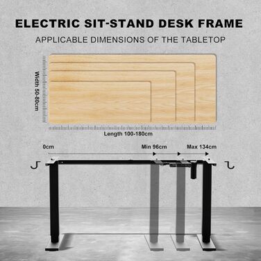Електричний стіл для роботи сидячи та стоячи, електрична рама з потужним двигуном, функцією пам&39яті та запобігання зіткненням, порти USB-A та Type-C, регулювання висоти (70119 см), K2303