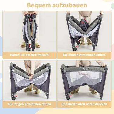 Дорожнє ліжечко з матрацом, дитяче ліжечко 5-в-1 з колесами, пеленальний килимок та музичний мобіль, дитяче ліжечко 110x76 см з сумкою для перенесення, колиска для новонароджених та немовлят (зелена)