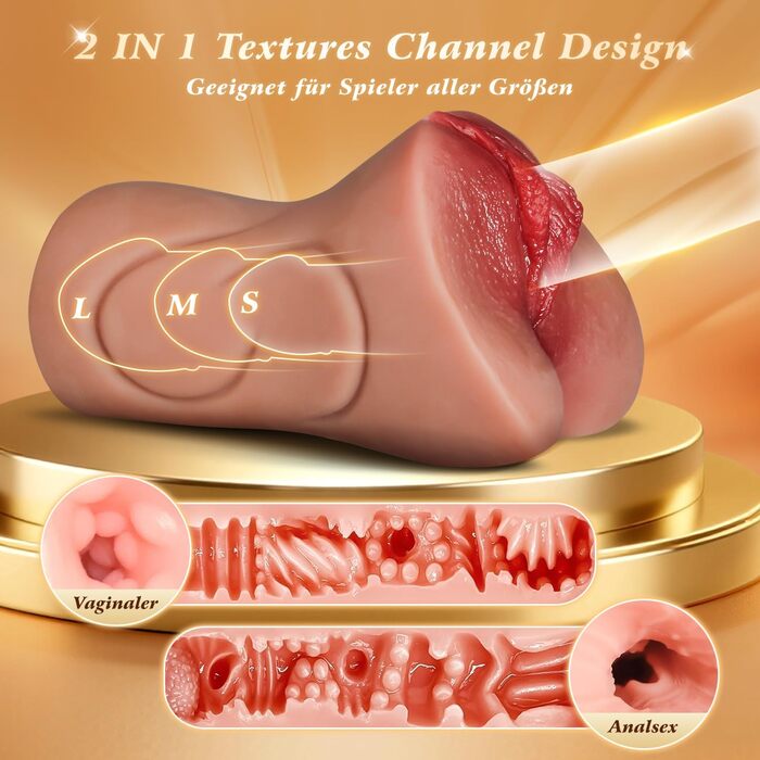 Мастурбатор DVG 2-в-1, з подвійним каналом, вагінальний і анальний, 5D текстура