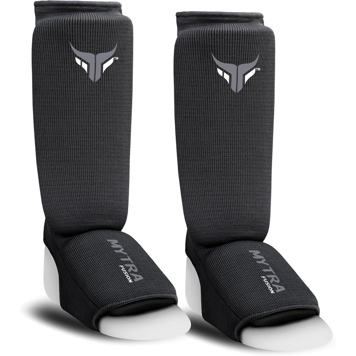 Дитячі щитки для кікбоксингу, легкі щитки для гомілок, розтяжні м&39які тренувальні щитки для муай-тай та ММА, дитячі розмір XXS, чорні (2 шт.)