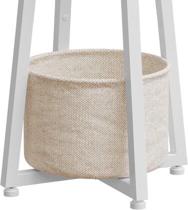 Круглий бічний столик HOOBRO, маленька тумбочка, сучасний диван-столик, журнальний столик з піднятим краєм та бежевим тканинним кошиком, для невеликих приміщень, вітальні, гуртожитку, білий EWW183BZ01