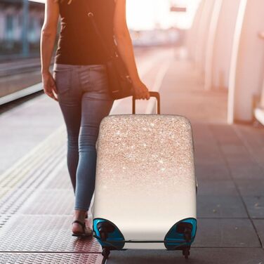 Валіза для подорожей, пилонепроникна, з блискітками, захист багажу, біла, XL