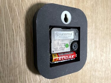 Настінний годинник FLEXISTYLE ECO, великий, квадратний, під дерево, безшумний, для вітальні та спальні, Made in EU (чорний, 60 см)