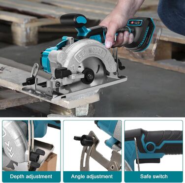 Акумуляторна циркулярна пила на літієвому акумуляторі Makita 18В, безщіткова міні-циркулярка з 2 пильними дисками, міні-циркулярка