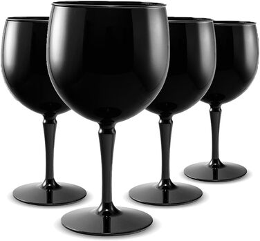 Преміум пластик небиткий багаторазовий 45cl, 4 шт. и 4 Count (Pack of 1) Стакани для коктейлів Balloon Gin Glasses Black