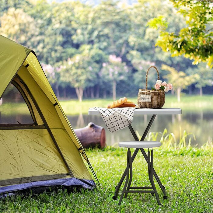 Складаний стіл Невеликий кемпінговий стіл Складаний стіл 2,5 фута/76x50 см Портативний садовий стіл Балконний стіл Складаний стіл Обідній стіл для кухні Барбекю Кейтеринг Вечірка, Білий стіл 76 см * 50 см