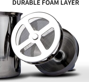 Ручна піноутворювач для молока Gvolatee 500 мл з подвійною сіткою з нержавіючої сталі, 8 x 8 x 18 см Ідеальна молочна піна завдяки