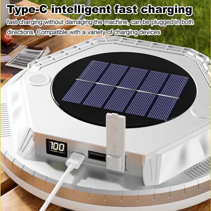 Світлодіодний кемпінговий ліхтар, 1600 люмен, виживальний на сонячній енергії, водонепроникний ліхтар для намету, для використання на вулиці, у саду, на подвір&39ї, на патіо, на балконі, для походів, для рюкзаків, сріблястий