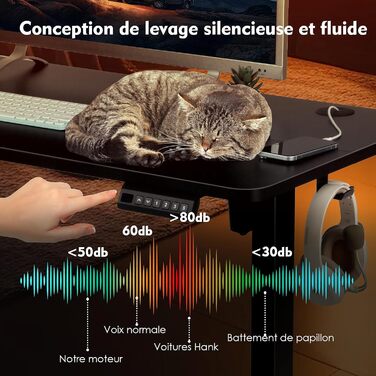 Електрично регульований по висоті стіл для роботи стоячи, 120 x 60 см, стіл для роботи сидячи/стоячи з пам&39яттю налаштувань та світлодіодним дисплеєм, стіл для роботи стоячи з гачками та підключенням для кабелів, робочий стіл для домашнього офісу, чорни