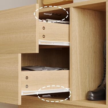 Відкрита вішалка для одягу Caldion з 2 шухлядами, 60x40x175 см, окремостояча вішалка для одягу з гачками, 2 полиці для підвішування, МДФ, шухляди з 2 висувними шухлядами, дизайн для коридору, спальні, передпокою