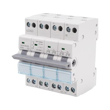 Ручний вимикач подвійного живлення AC 400V з індикатором живлення, монтаж на DIN-рейку. 4P-63A-400V, 4P 63A