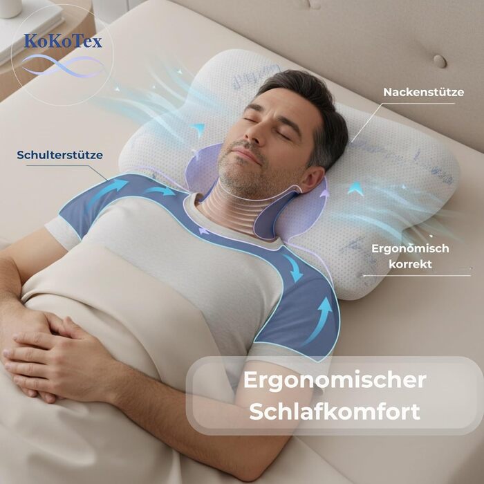 Комфортна ортопедична подушка для шиї ергономічна подушка з піни з ефектом пам&39яті для сну на боці та спині, подушка для здоров&39я від болю в шиї, подушка для сну проти зморшок 554012 см