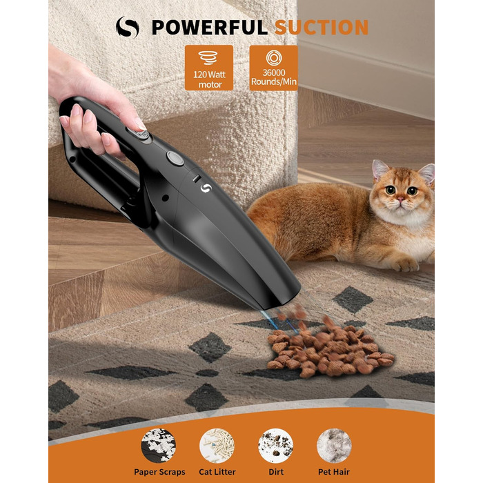 Ручний пилосос акумуляторний 9000 Па, Автомобільний пилосос потужний з акумулятором, Портативний автомобільний пилосос з миючим HE