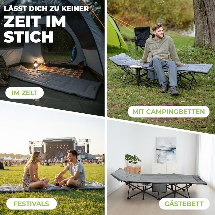 Килимок для похідного ліжка 190 x 70 см, кемпінговий матрац, супер м&39який, кемпінговий матрац, килимок для ліжка та матраца, похідне ліжко, килимок для вулиці, гостьового ліжка та рибальського ліжка 190 x 70 см, сірий