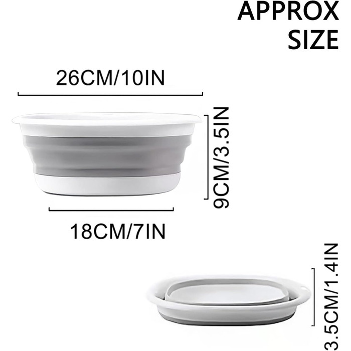 Складна миска, 2 шт. и Кошик для білизни Складна кругла миска для прання 26 см Портативна миска для кемпінгу Складна миска для прання для домашньої кухні Компактний контейнер для зберігання