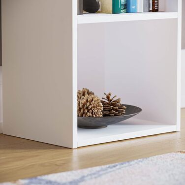 Книжкова полиця Vida Designs Oxford з 4 ярусами кубоподібної форми, біла, дерев&39яна стелажна тумба для офісу, меблі для вітальні, 4 полиці, білий колір