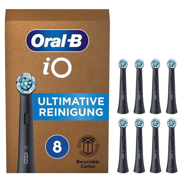 Щітки для чищення електричної зубної щітки Oral-B iO Ultimate, 4 шт., Ultimate Tooth Cleaning with iO Technology, чорна, готова до поштової скриньки упаковка (8 шт. (1 упаковка))