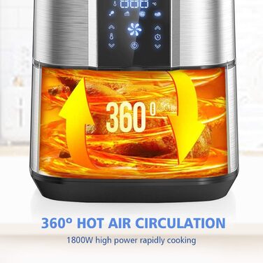 Фритюрниця OZEANOS 5.5 л, потужність 1800 Вт, цифрова сенсорна панель, готові програми, таймер до 30 хвилин - можна мити в посудомийній машині, OT-AF-55SM-DIGITAL 5.5 л