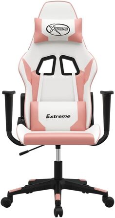 Ігрове крісло, біла та рожева штучна шкіра, офісне крісло, ігрове крісло, обертове крісло, стілець для столу - 3143696