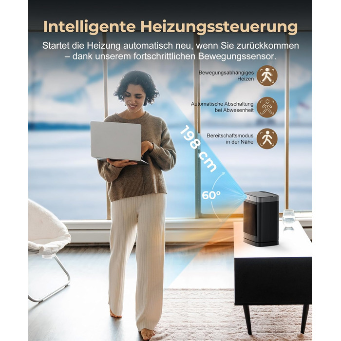 Енергозберігаючий електричний вентилятор-обігрівач з дистанційним керуванням, 2000 Вт, компактний, керамічний нагрівач PTC, тихий з 12-годинним таймером, 3 режими, захист від перегріву та перекидання, електричний обігрівач для спалень