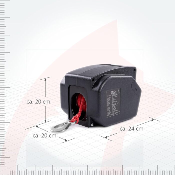 Лебідка електрична ROTFUCHS 12v для човнового причепа з радіопультом дистанційного керування тягове зусилля 4990 кг, лебідка човнова електрична, трос лебідки тяговий синтетичний канат 4990 кг/синтетичний канат