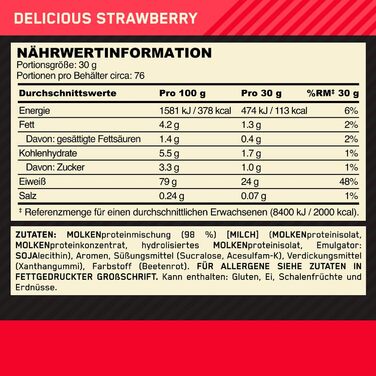 Протеїновий порошок Optimum Nutrition Gold Standard 100, Чудова полуниця, 2,28 кг