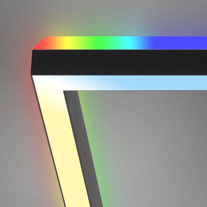 Стельовий світильник Briloner RGB з підсвіткою, LED-лампа з регулюванням яскравості та температури світла, RGB-рамка, пульт ДК, чорний, прямокутний, 2 лампи