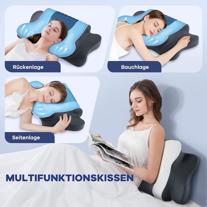 Подушка для шиї, подушка для голови, подушка для сну, подушка з піни з ефектом пам&39яті. Подушка для сну на боці, спині та животі, з наволочкою.