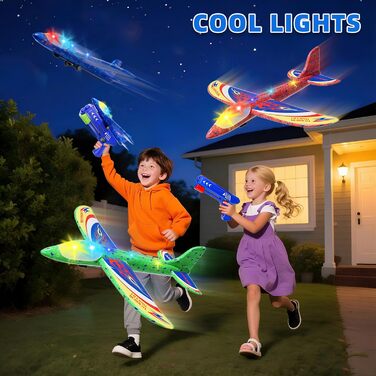 Іграшка-літак Doloowee, 3 пінопластові літаки з катапультою, іграшкова іграшка для дітей віком від 4 років, подарунок для хлопчиків та дівчаток 4, 5, 6, 7, 8, 9, 10 років, світло-блакитний