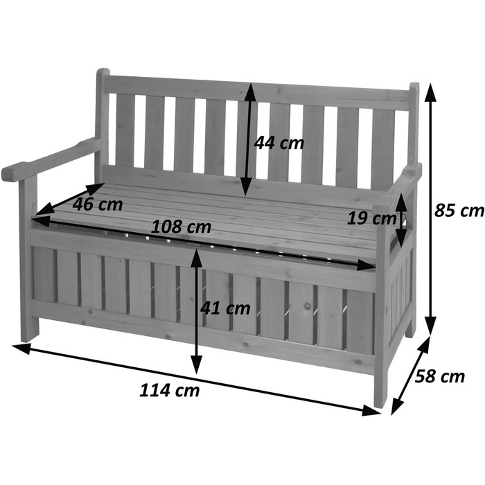 Садова лавка Mendler HWC-L68 з місцем для зберігання, відсік для зберігання Chest Bench, вулична ялина MVG 114см, коричнева