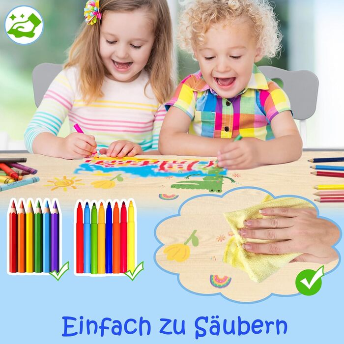 Дитячий стіл з 2 стільцями, регульована по висоті 3-секційна дитяча комплектація сидінь, пластикові меблі для дитячої кімнати, ігровий стіл/парта для дітей віком від 2 років, 80x60 см