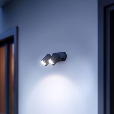 Світильник-прожектор Steinel LED Spot DUO S, антрацит, датчик руху 90, з LED-лампою GU10, можливість кабельного з'єднання, алюміній, 14,95 Вт, ручне керування