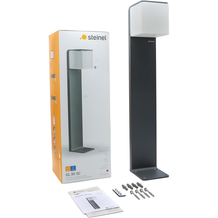 Розумний садовий світильник Steinel LED GL 80 SC Connect, з датчиком руху, диммером, керуванням через додаток та таймером, 3000 K, 9.1 Вт, антрацит