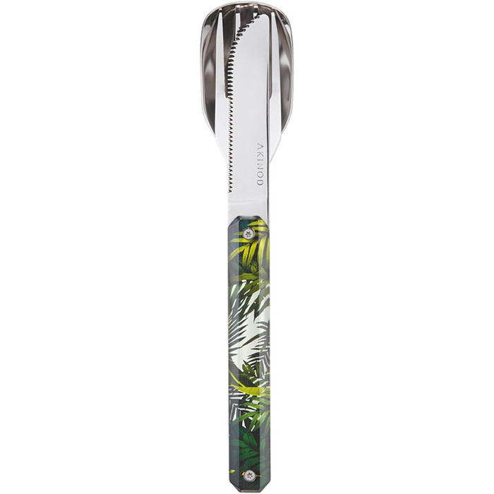 Набір фіксованих столових приборів 12H34 Jungle з виделкою, ножем та ложкою - Столові прибори з нержавіючої сталі - Магнітні столові прибори на винос - Дорожні столові прибори Компактні, міцні та елегантні