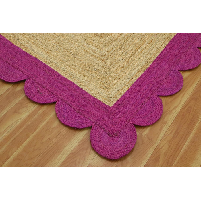 Великий килим кілім 30,5 х 38,1 см, хвилястий килим, бежево-рожевий, тканий джутовий килим, для приміщень і вулиць, плоске плетінн