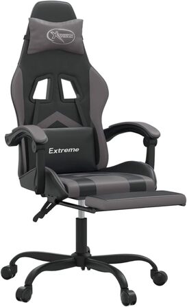 Ігрове крісло з підставкою для ніг, крісло для ПК, ігрове крісло, крісло для геймерів, крісла для домашнього офісу, крісла для ігор, комп&39ютерне крісло, крісло для Playstation, обертове, чорно-сіра штучна шкіра