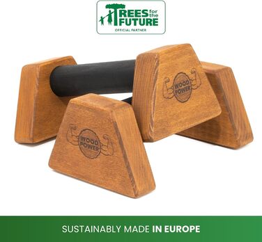 Дерев&39яні паралелети WOODPOWER PowerBars для віджимань, дерев&39яні ручки для віджимань, стійка на руках, йога та калістеніка, нековзні, для використання в приміщенні та на вулиці, безпечні для суглобів, тренування з власною вагою, коричневі