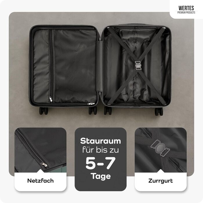 Валіза ручна поклажа 55x40x20 см - 36 л - Валіза з TSA замком та подвійними колесами, дорожня валіза, візок для ручної поклажі, кабінна валіза - 55x40x20 см Чорна