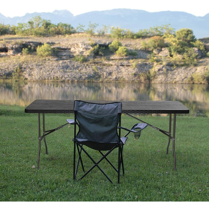 Буфетний стіл Sekey, розкладний стіл, 1875,5x73 см, кемпінговий стіл з вигляду ротанга, стіл для вечірки, розкладний стіл, садовий стіл з ручкою для перенесення для саду, балкону, тераси, антрацит