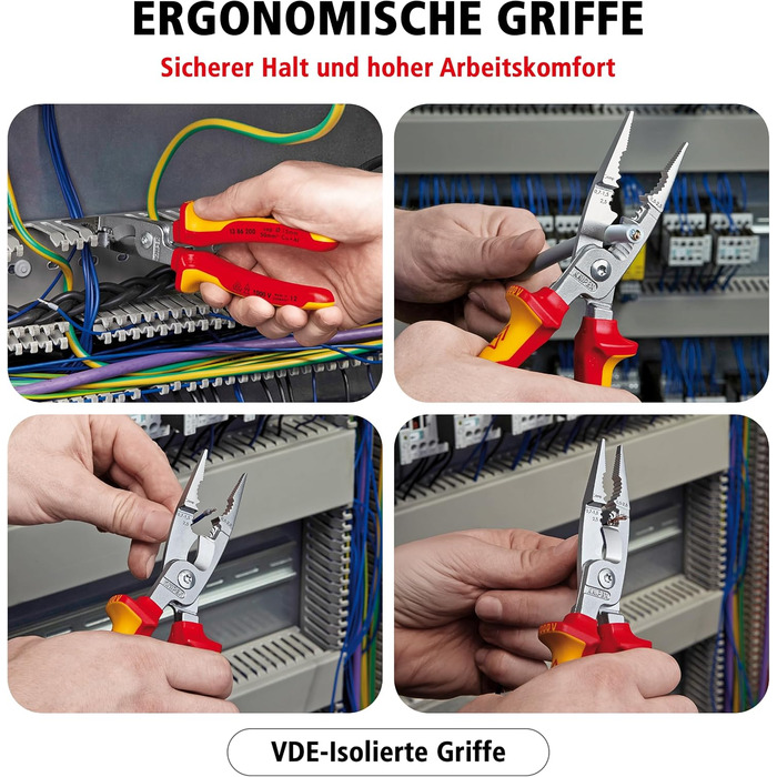 Кніпекс (KNIPEX) плоскогубці для електромонтажу VDE, 200 мм, 13 86 200 SB