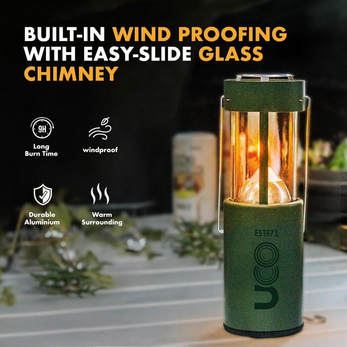 Вигідний набір свічок-ліхтарів UCO Original із 3 свічками та сумкою для зберігання, оригінальний розмір, порошкове покриття, лісовий дизайн, один розмір