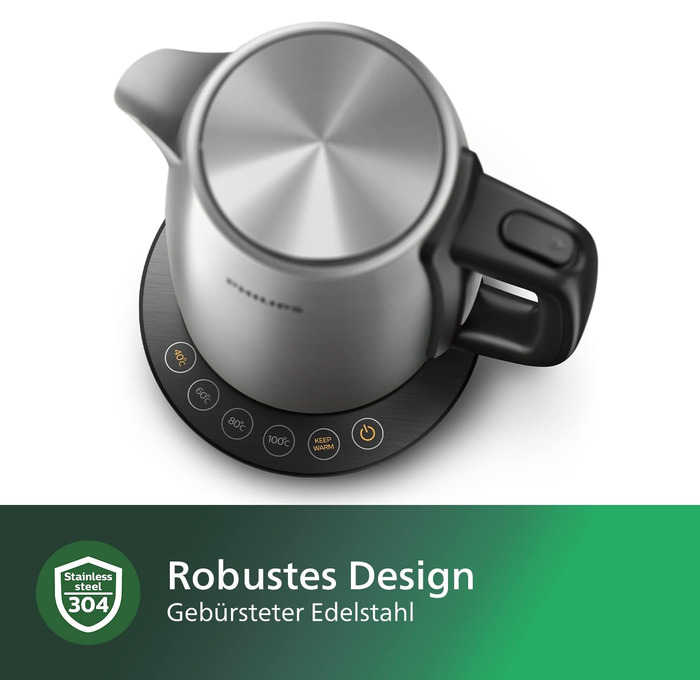 Електричний чайник Philips, об'єм 1,7 л, з регулюванням температури, функцією підтримання тепла та індикаторною лампочкою, основа