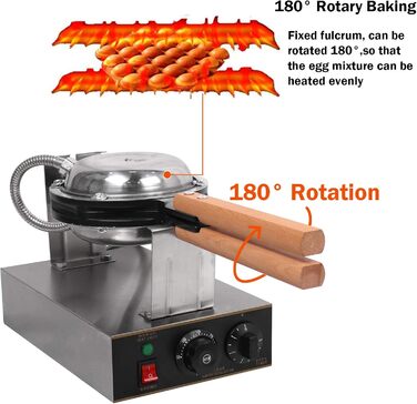 Вафельниця для яєць Fayelong Яєчні вафлі в гонконгському стилі Комерційні електричні обертові антипригарні професійні 1400 Вт 220 В