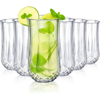 Пластикових склянок хайбол, 10 унцій / 280 мл небитка акрилова чашка для пиття прозора старомодна тумблер для води, для коктейлів