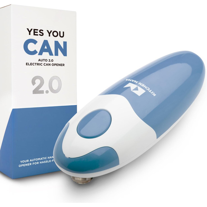 Електричний консервний нож Kitchen Mama V2 - Покращене лезо відкриває будь-яку форму банки, консервний ніж без гострих країв, гігієнічний, компактний та акумуляторний - Blue Grey