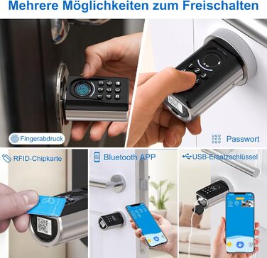 Дверний замок з паролем WELOCK ToucA51, електронний замок із кодом PIN-коду з відбитком пальця з програмою, паролем, RFID-карткою та WIFI (потрібен WIFIBOX), підходить для дверей 30-70 мм